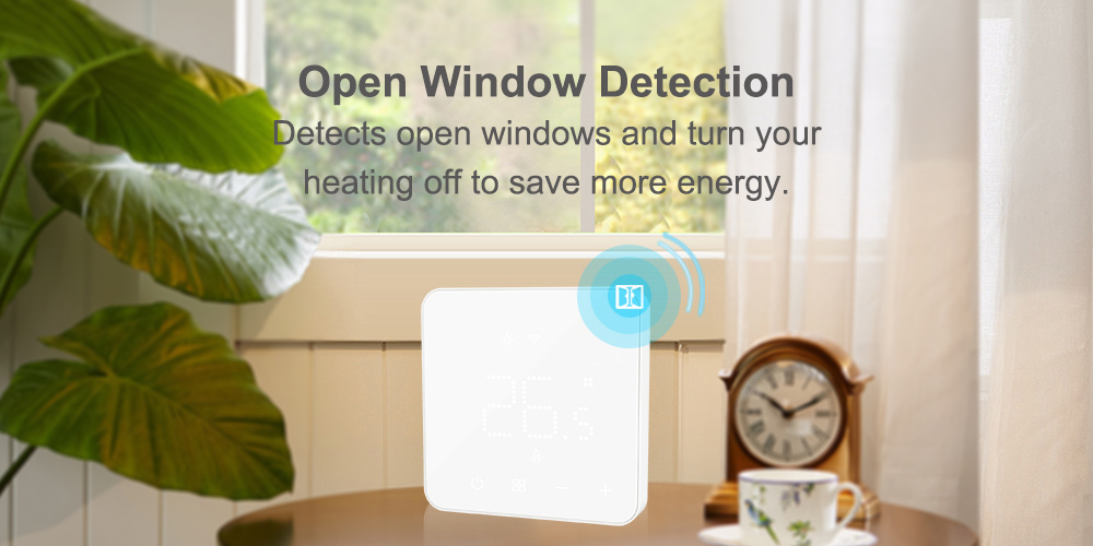 E-top elegant LED Wireless heated floor thermostat with open window detection function 
