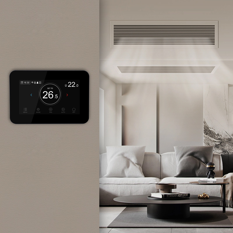 KNX Capacitive Temperature Controller with Touch Screen Heating and Cooling Fan Coil