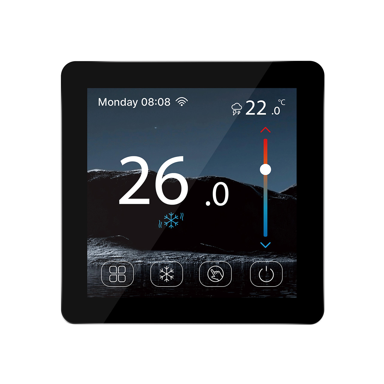 CE Certificated 3A Load Color Touch Screen Room Thermostats with Underfloor Heating/Cooling  Mode